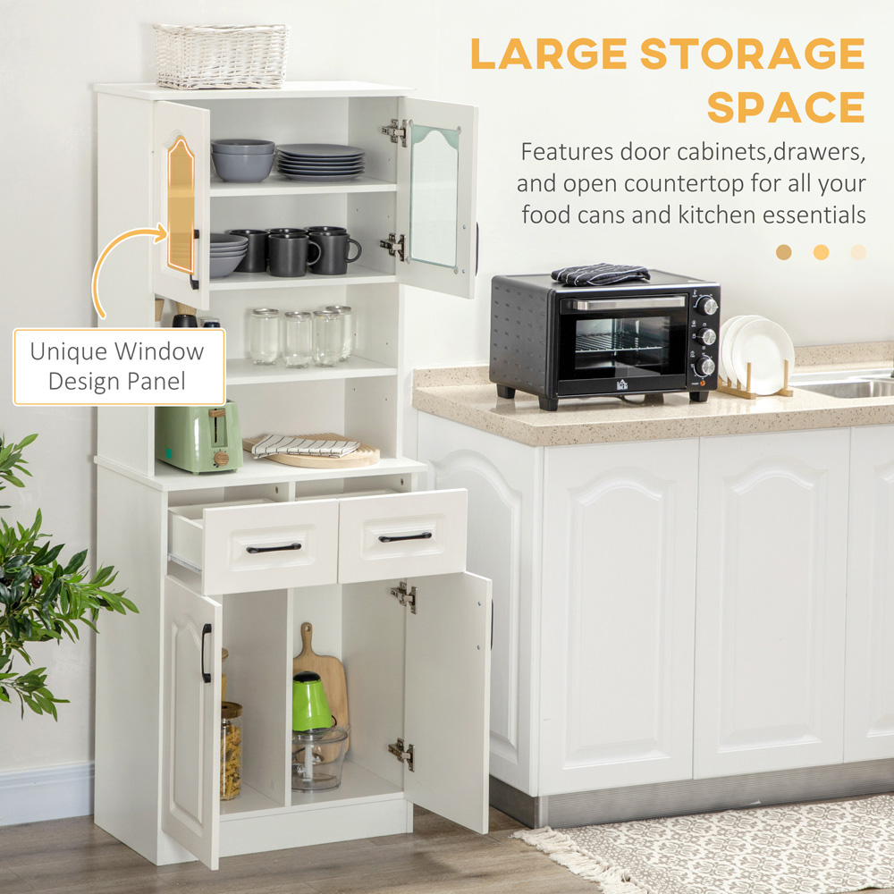 Portland 4 Door 2 Shelf 2 Drawer White Kitchen Storage Cabinet Image 5