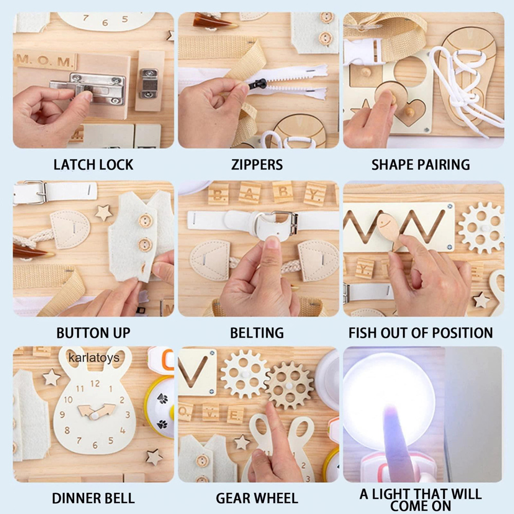 Dyzi Toddlers Blue Montessori Busy Board Sensory Toy Image 5