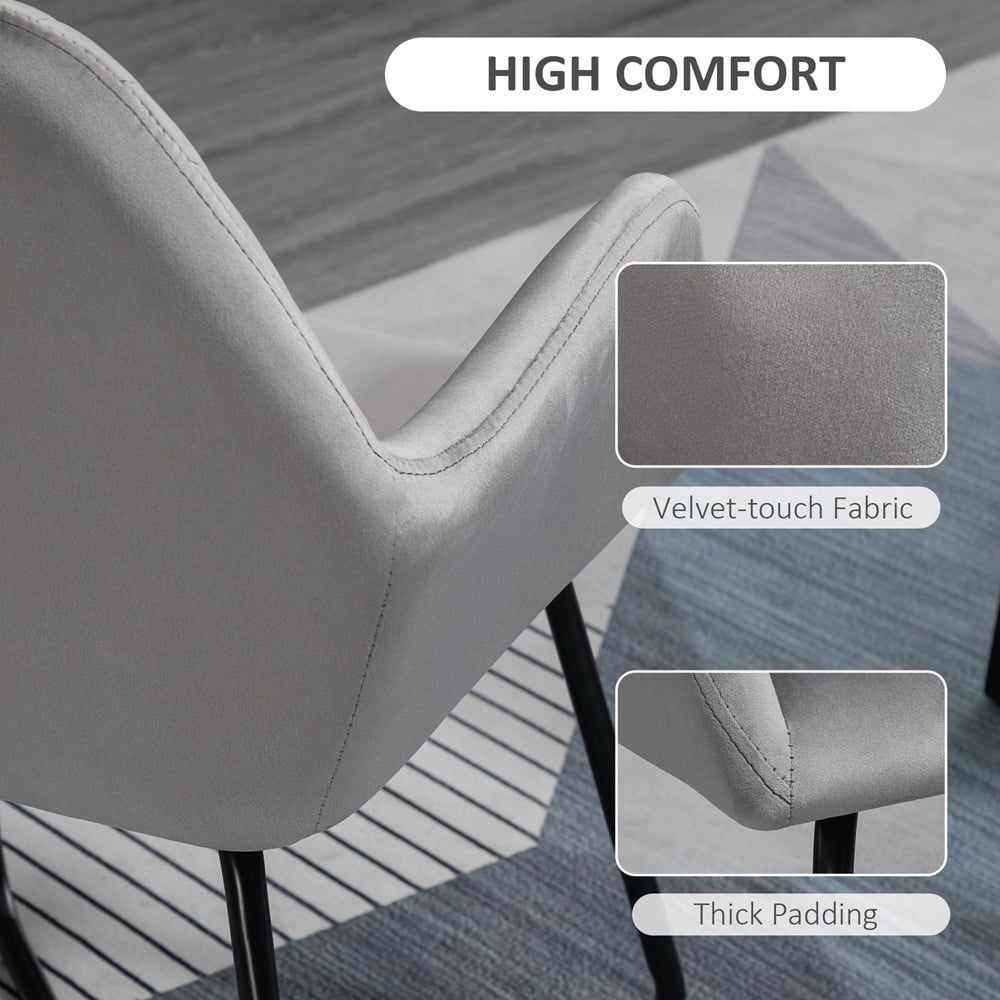 Portland Grey Velvet Modern Armchair  Image 6
