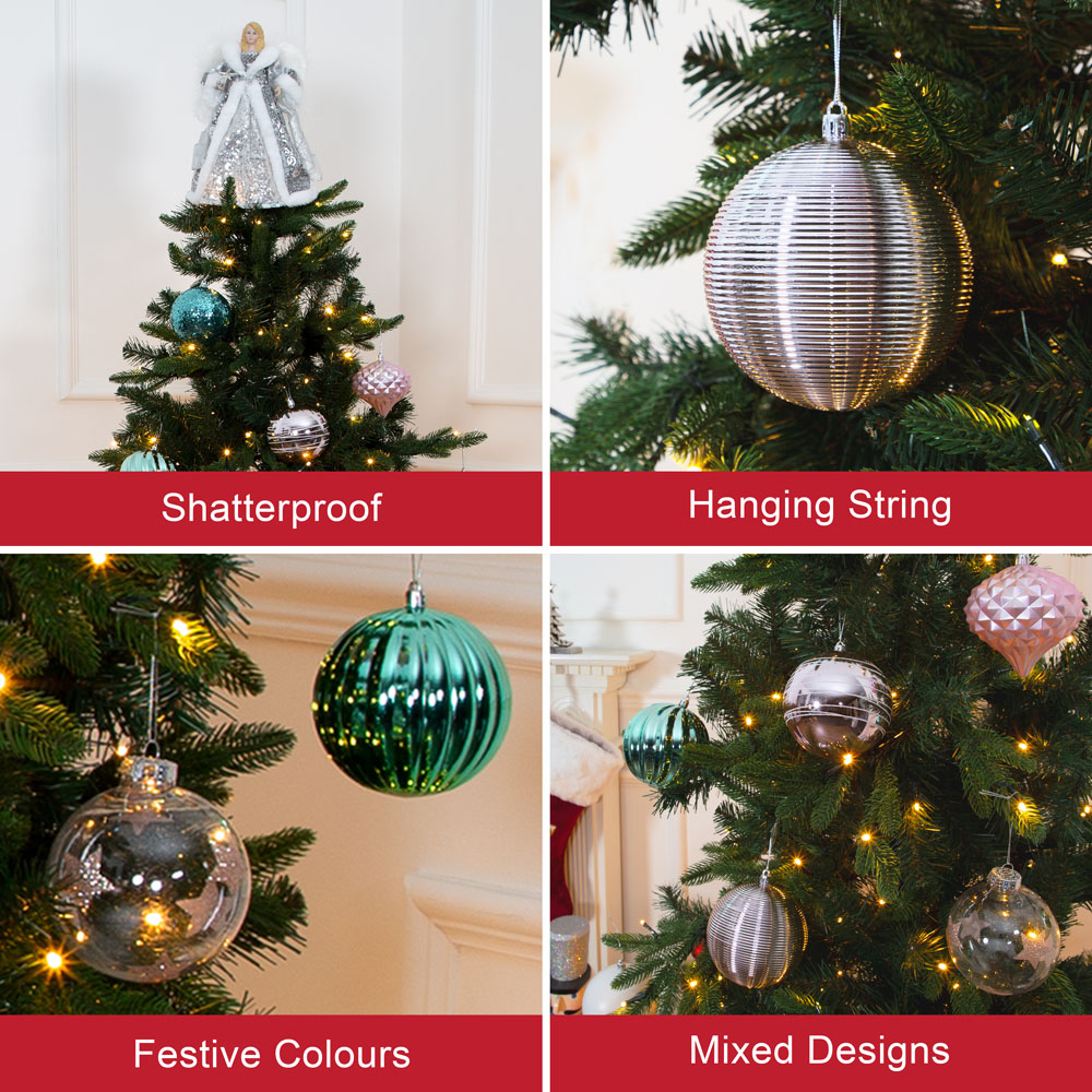 The Christmas Workshop Multicoloured Shatterproof Bauble 12 Pack Image 7
