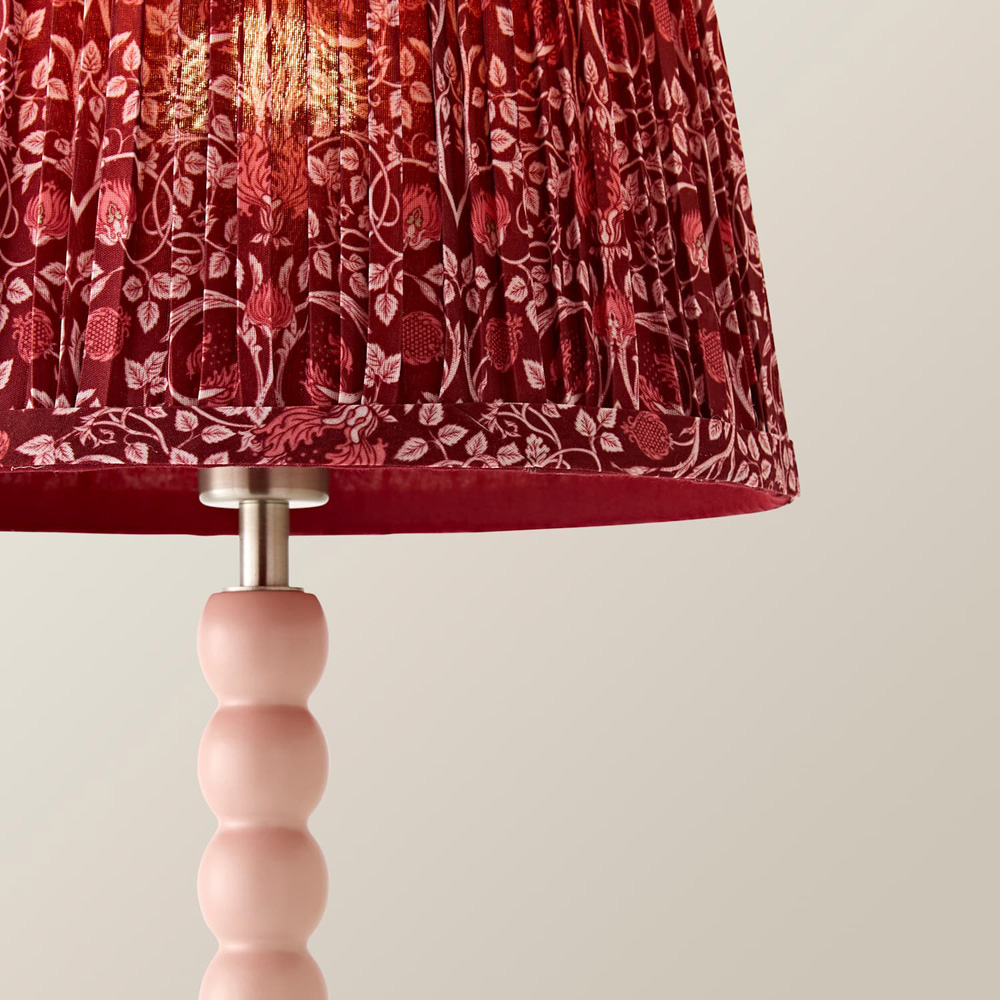 ValueLights Bobble Burgundy Pleated Shade Pink Wooden Table Lamp with Bulb Image 4