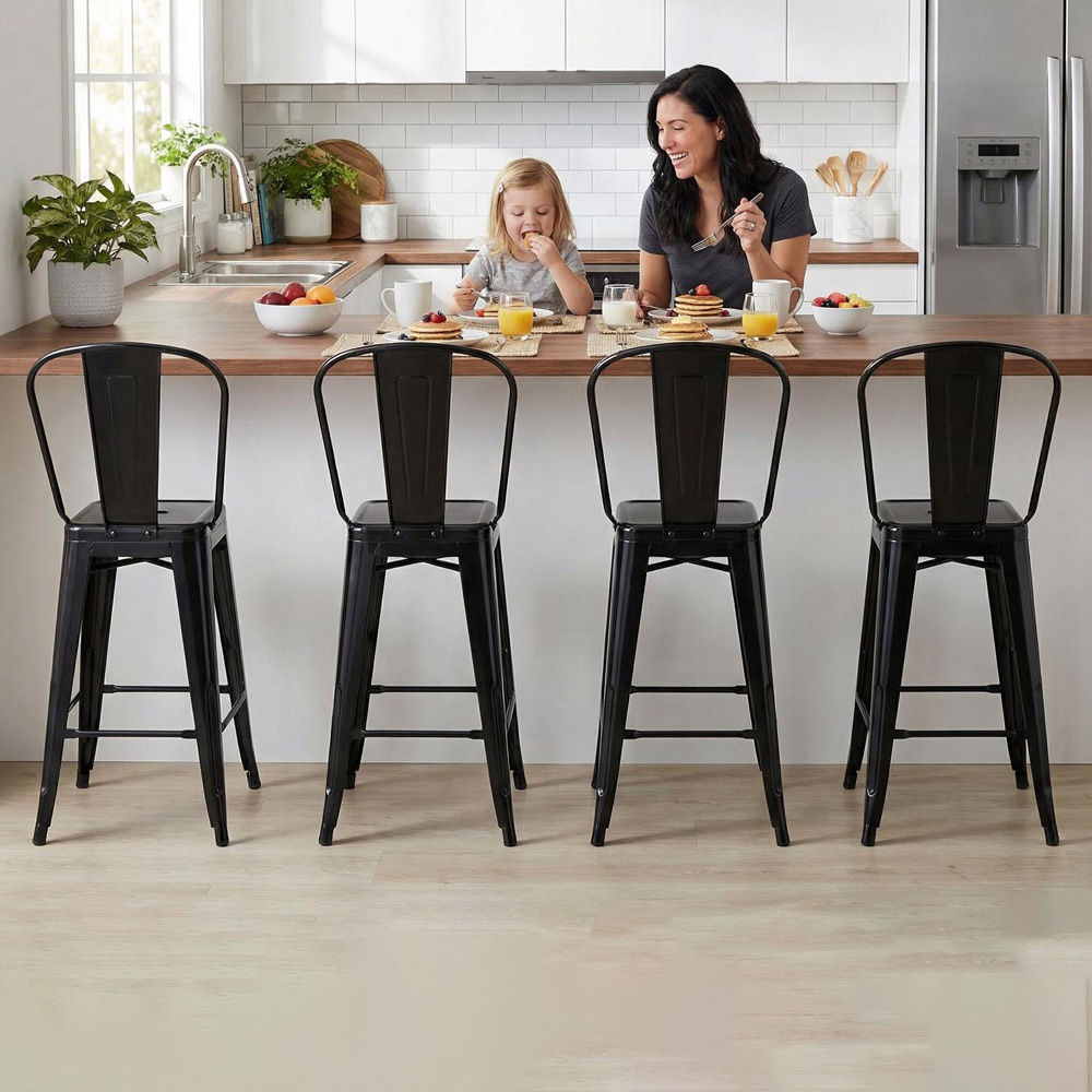 FWStyle Black Gloss Metal Bar Chair 4 Pack Image 1