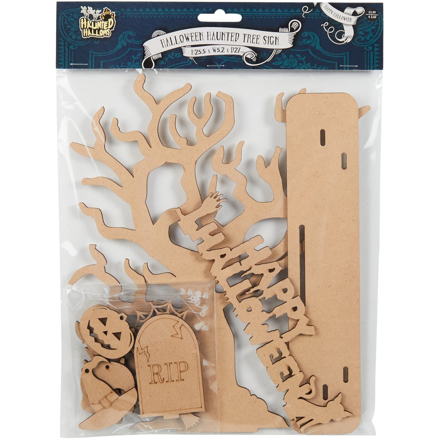 Happy Halloween Haunted Tree Sign - Brown Image 1