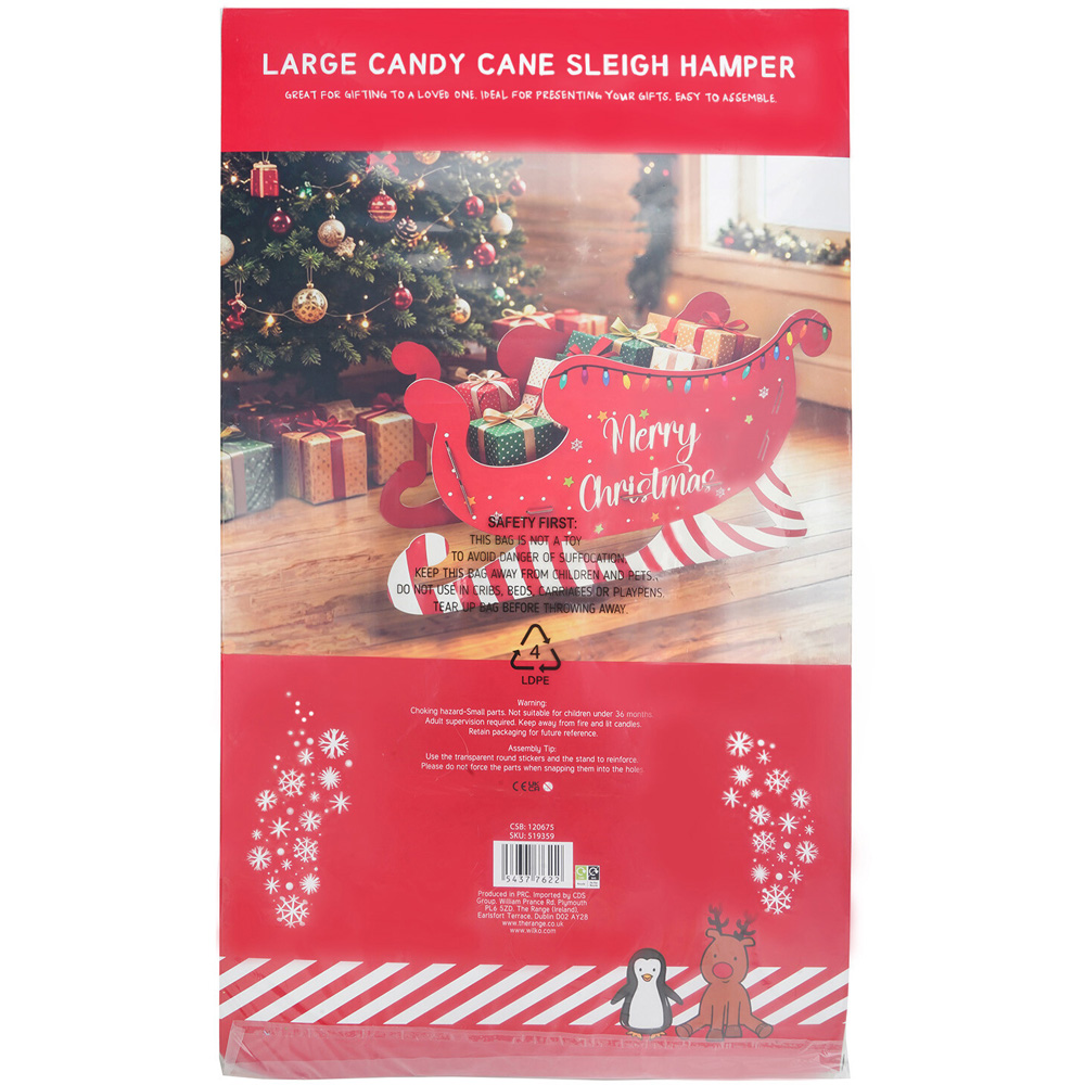 Large Candy Cane Sleigh Hamper Kit Red Image 6