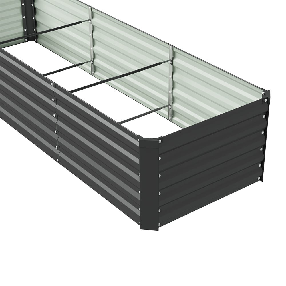Living and Home Black Large Rectangular Galvanised Steel Raised Garden Bed 240 x 80cm Image 4