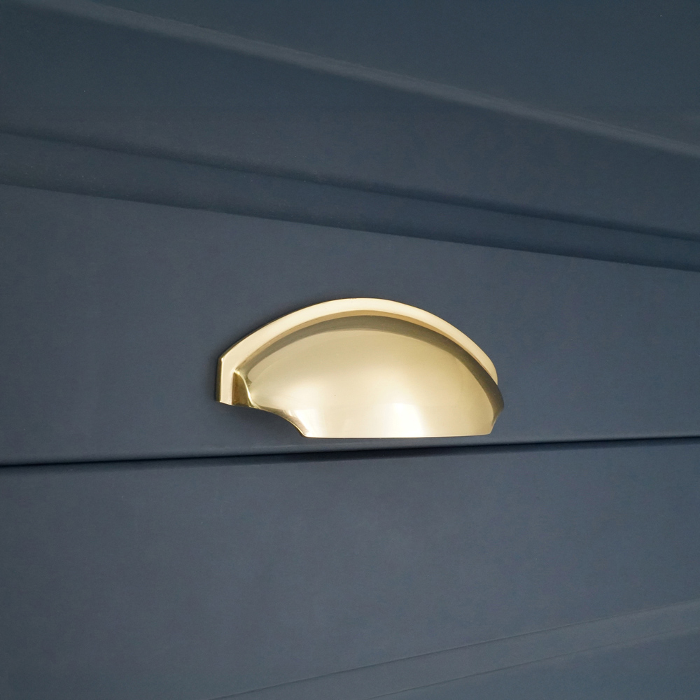 Spira Brass Tulip Polished Brass Cup Pull Drawer Handle Image 2