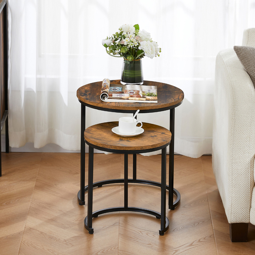 VIDA DESIGNS Brooklyn Dark Wood Nest of Tables Set of 2 Image 4