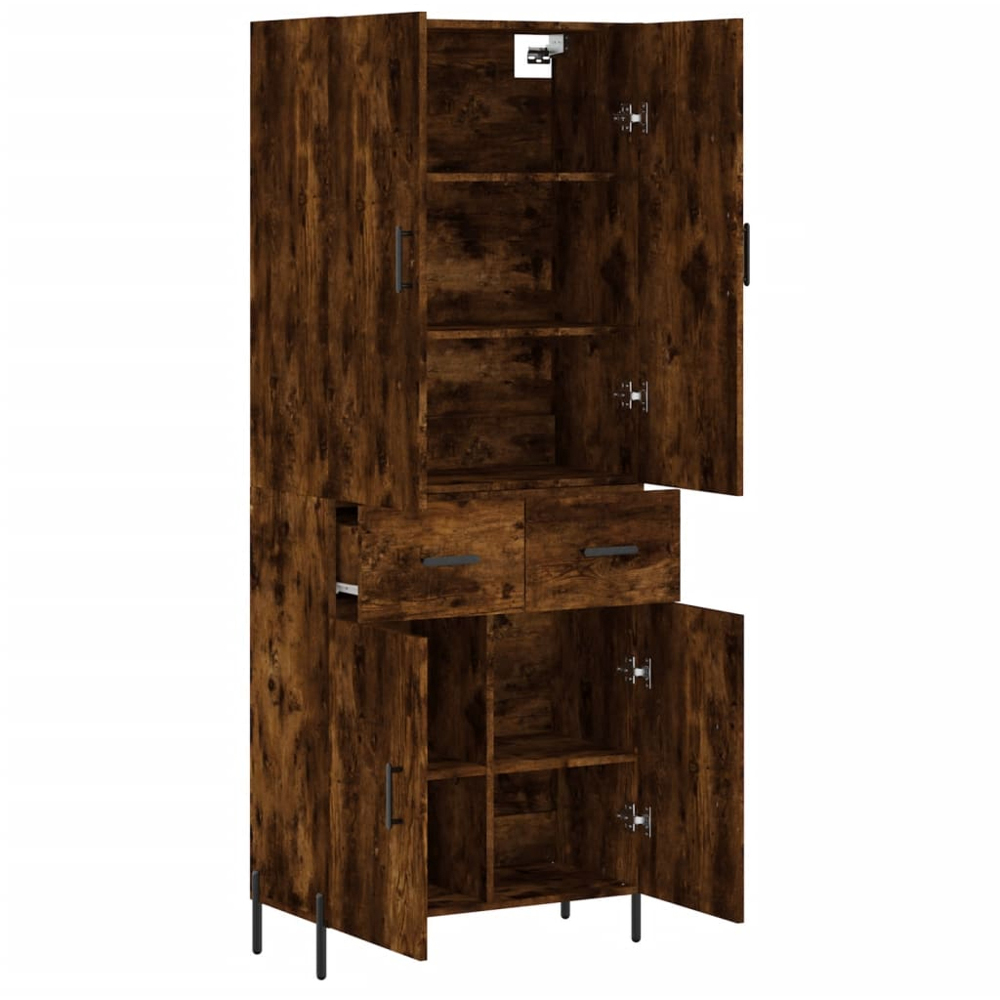 vidaXL 4 Door 2 Drawer Smoked Oak Highboard Image 4