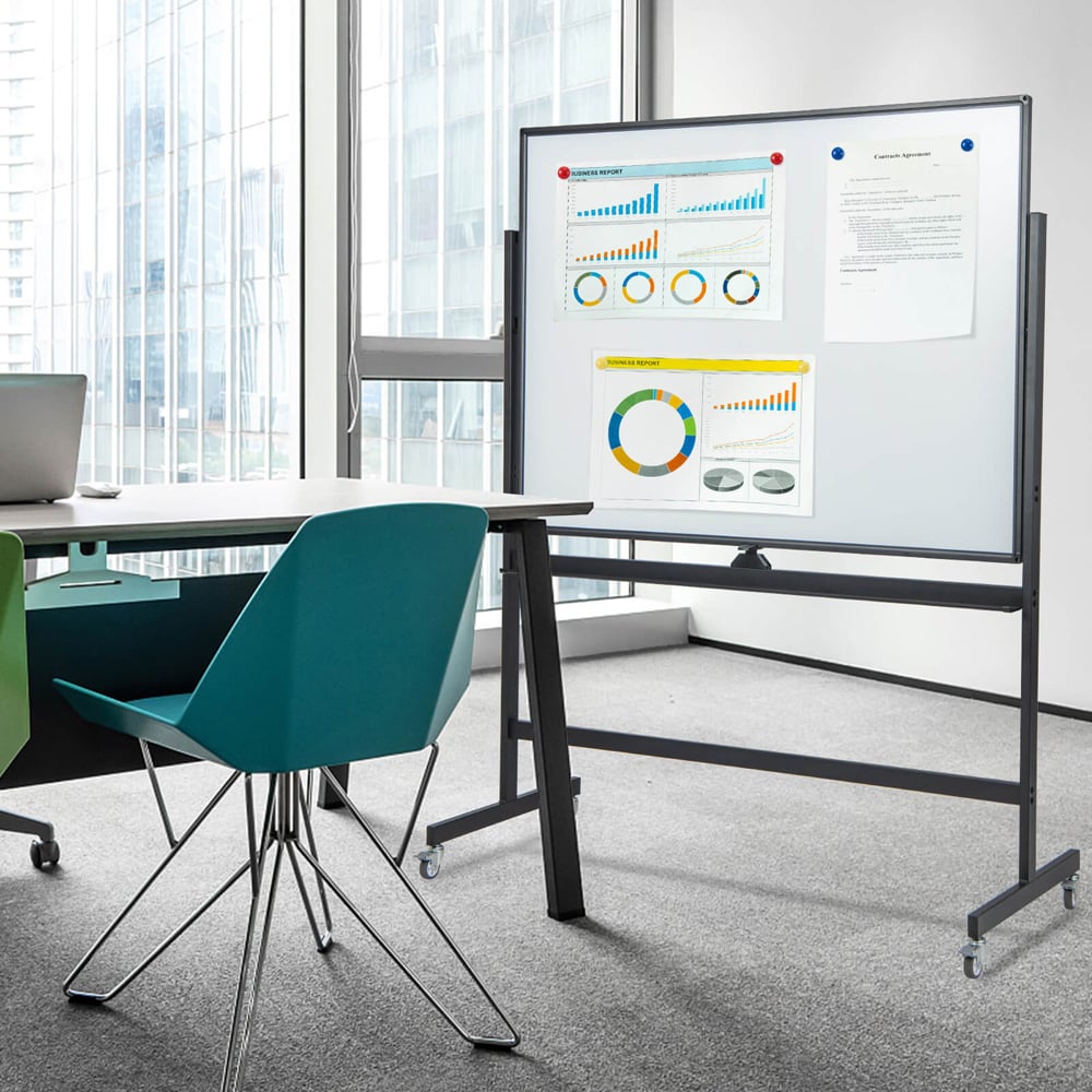 Costway Black Mobile Reversible Whiteboard Image 2