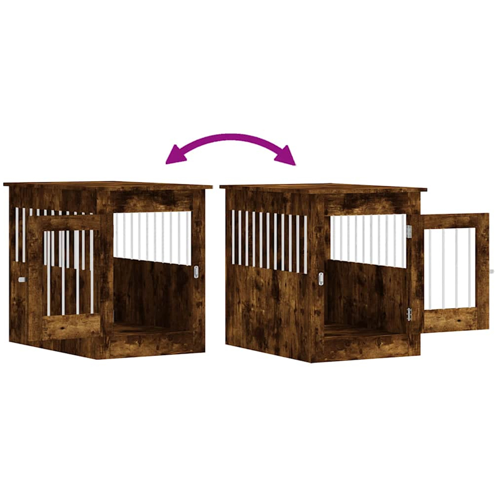vidaXL Smoked Oak Processed Wood Dog Crate Furniture 55 x 80 x 68cm Image 9