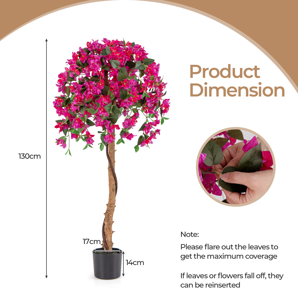 Costway Azalea Flowers Tree Artificial Plant In Pot 4.2ft Image 9