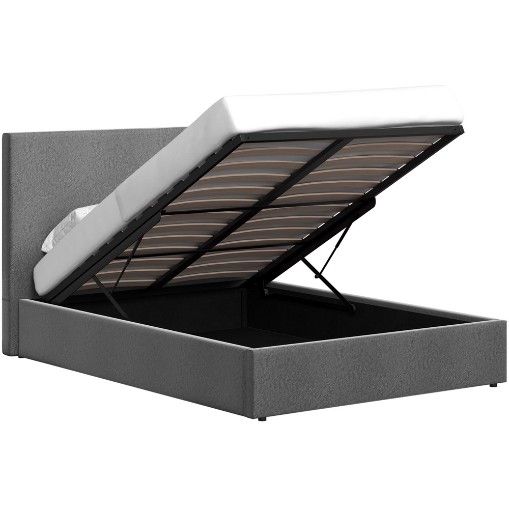 FWStyle Rufford King Size Grey Fossil Front Lift Ottoman Bed Frame with Padded Headboard Image 6