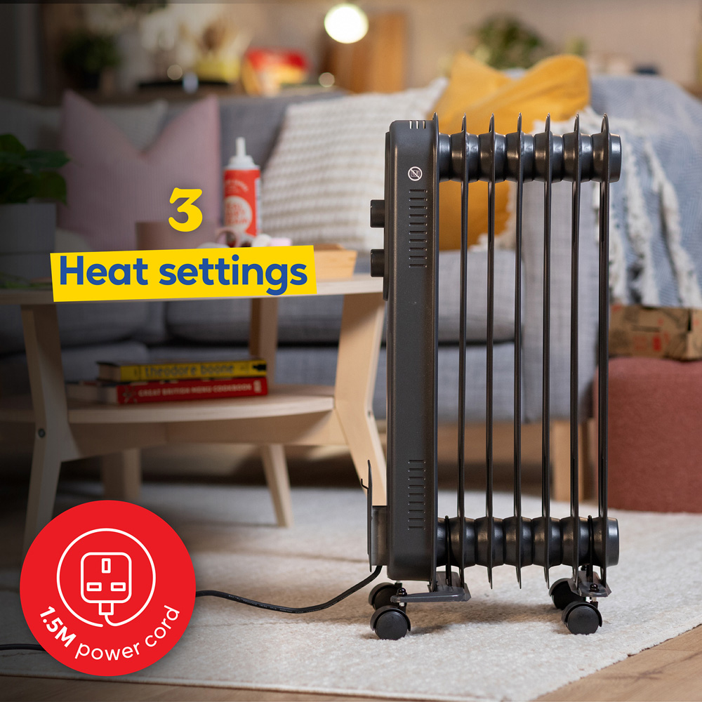 Russell Hobbs Matt Anthracite 7-Fin Oil Filled Radiator 1500W Image 5