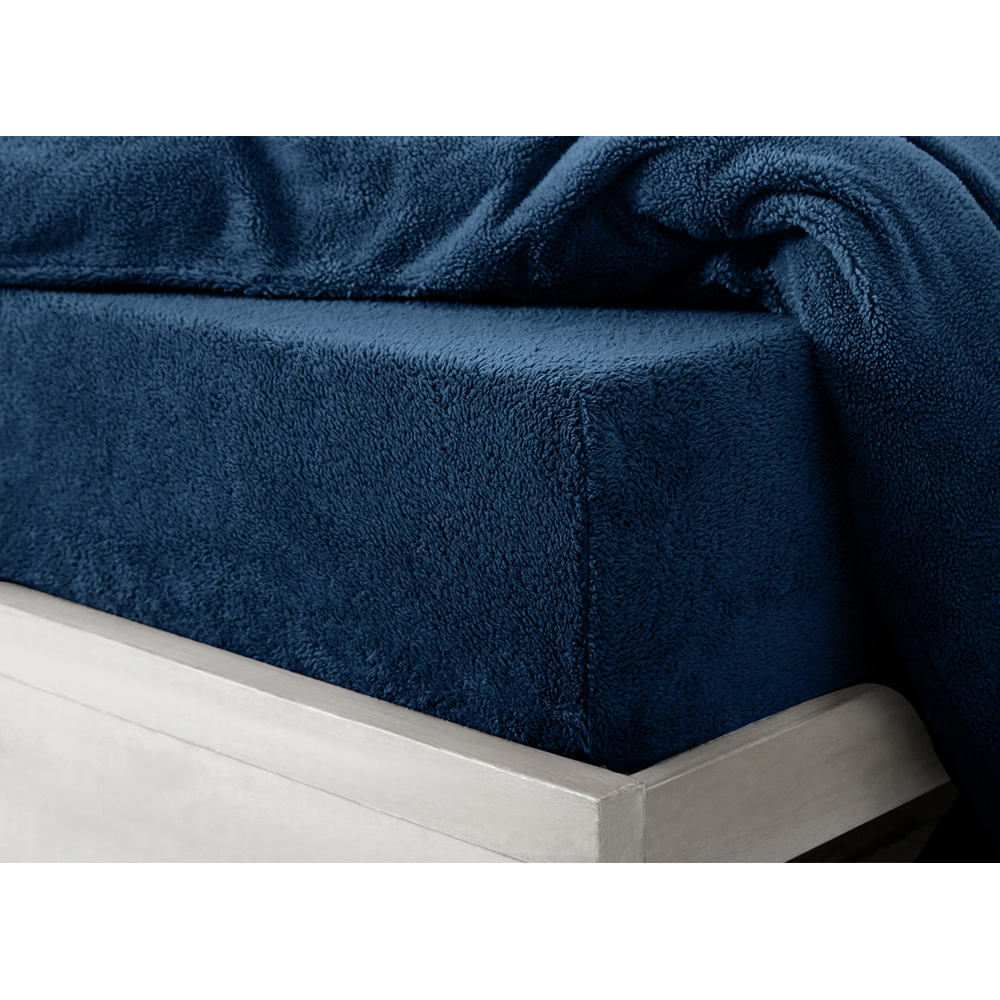 Velosso Double Navy Teddy Fleece Fitted Sheet Image 2