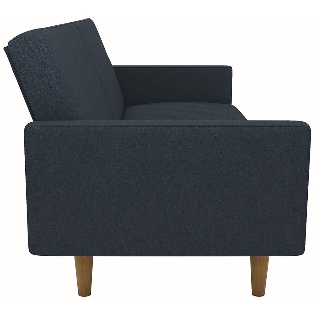 Dorel Paxson 3 Seater Linen Navy Blue Sofa Bed with Wooden Feet Image 5