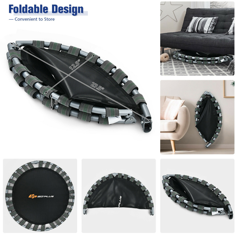 Costway 3ft Blue Kids Folding Trampoline with Padded Edge Cover Image 2