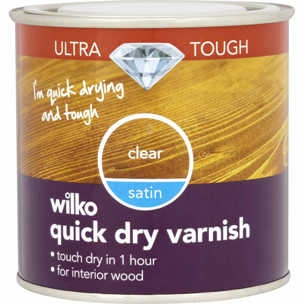 Wilko Ultra Tough Quick Dry Clear Satin Varnish 250ml Image 1