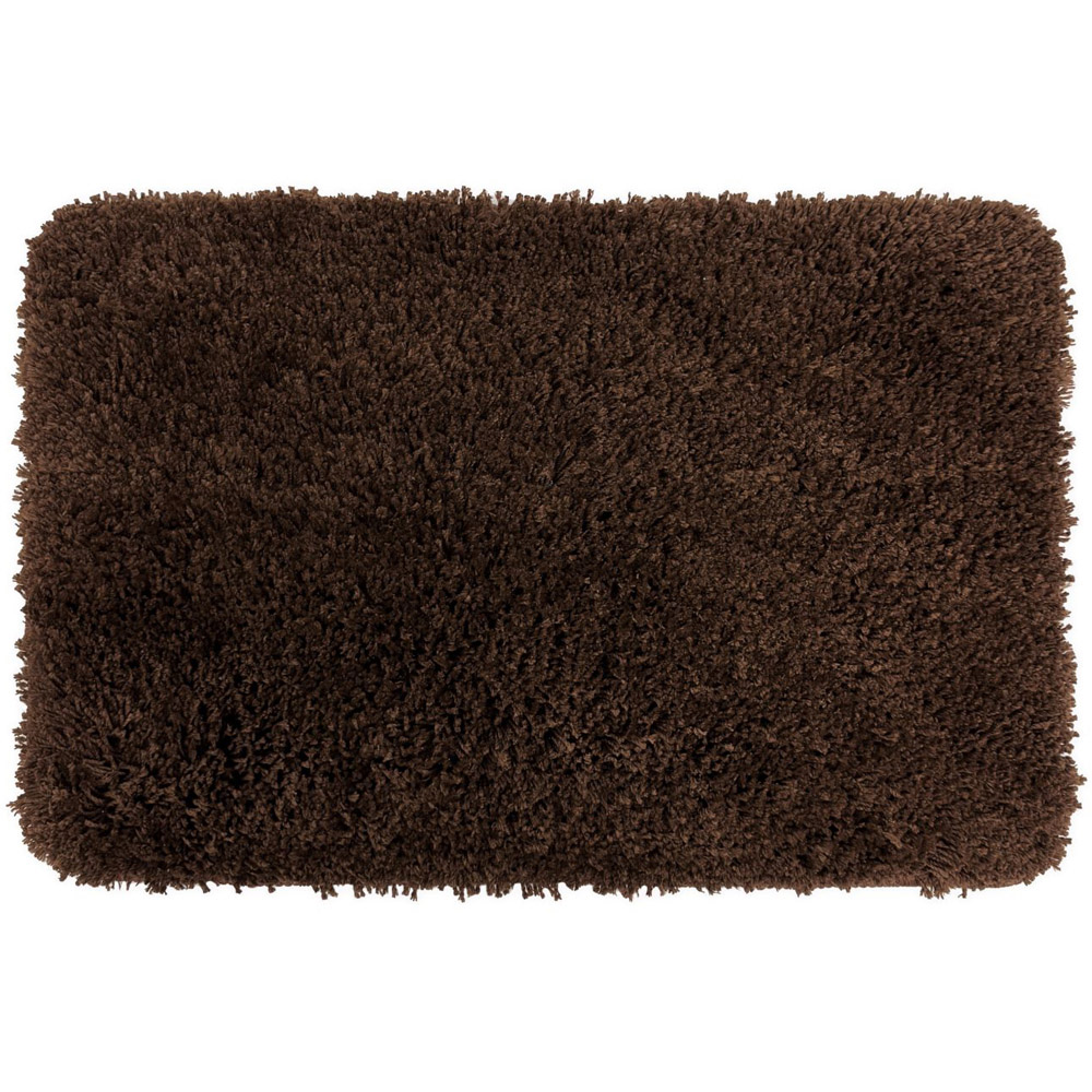 Allure Bath Fashions Coffee Microfibre Shaggy Bath Mat 40 x 60cm Image 1