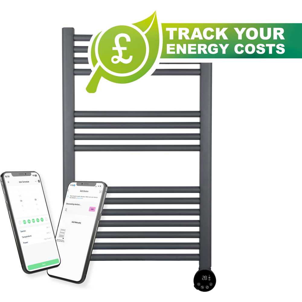 Masterplug SmartEnergy Thermaline Anthracite Grey Heated Towel Rail 800 x 500mm Image 3