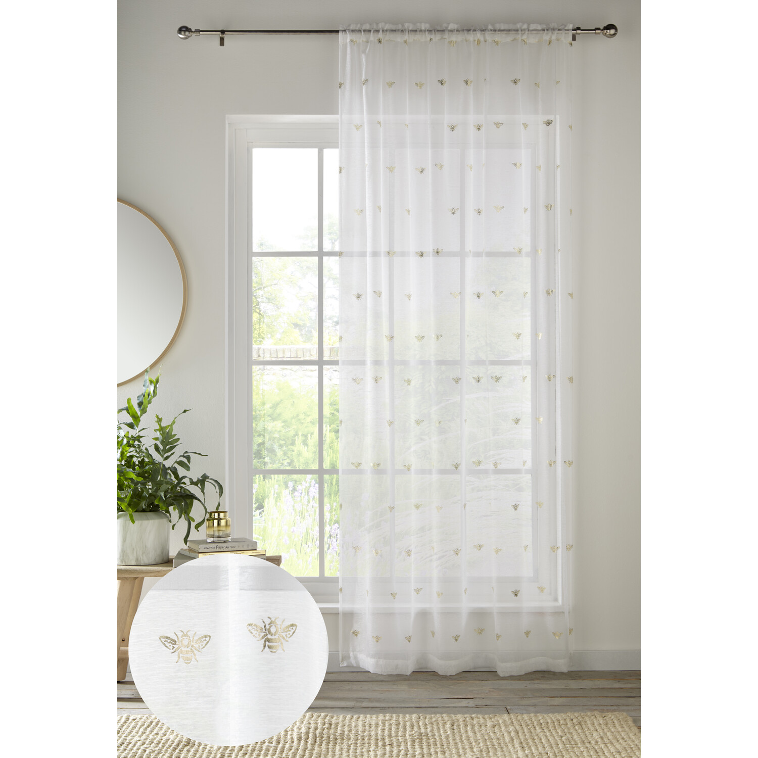 Bee Sheer Voile Panel - Gold / 229cm Image 2