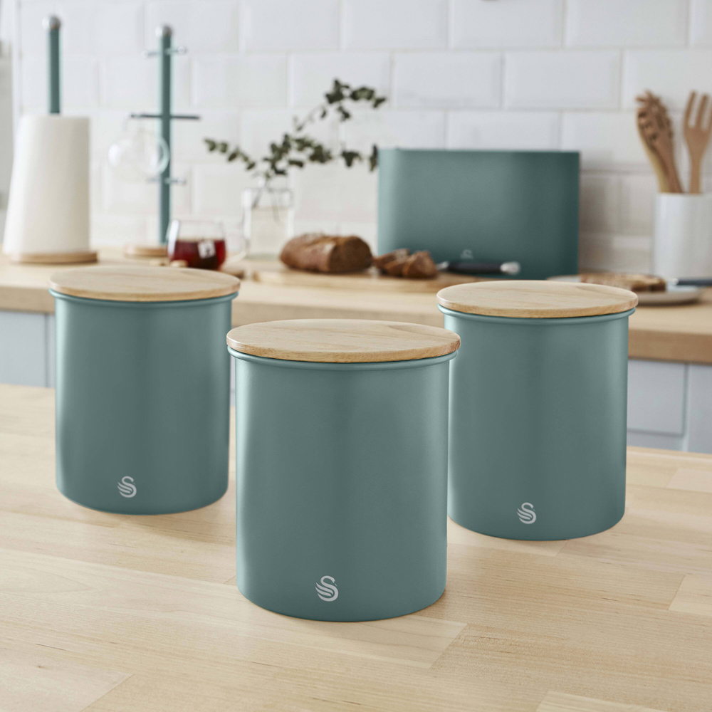 Swan 3 Piece Pine Green Canisters Image 2