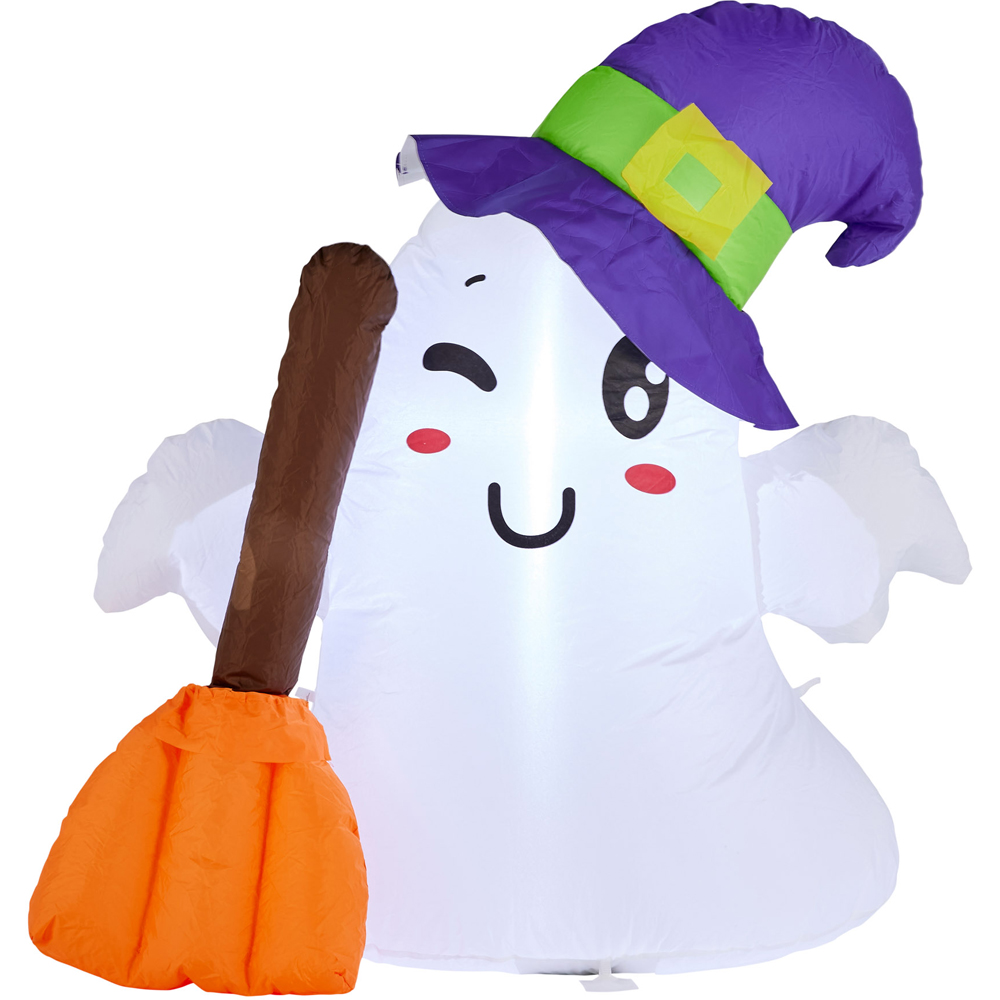 SO Halloween Inflatable Ghost with Purple Witch Hat 3.5ft Image 3