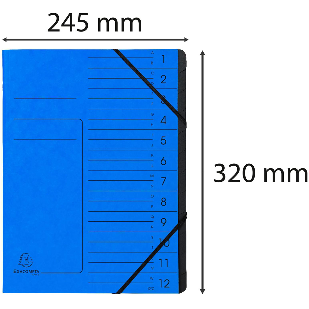 Exacompta A4 12 Compartment Blue Stapled Multipart File with Elastic 10 Pack Image 6