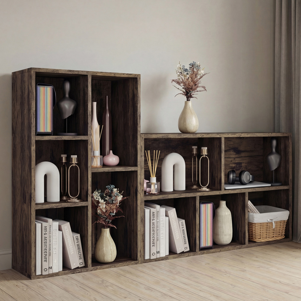 VIDA DESIGNS 5 Shelf Dark Wood Cube Storage Unit Image 4