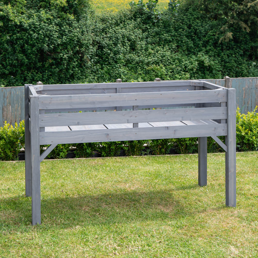Samuel Alexander Grey Wooden Large Raised Garden Bed Planter with Slatted Base 75 x 123cm Image 6