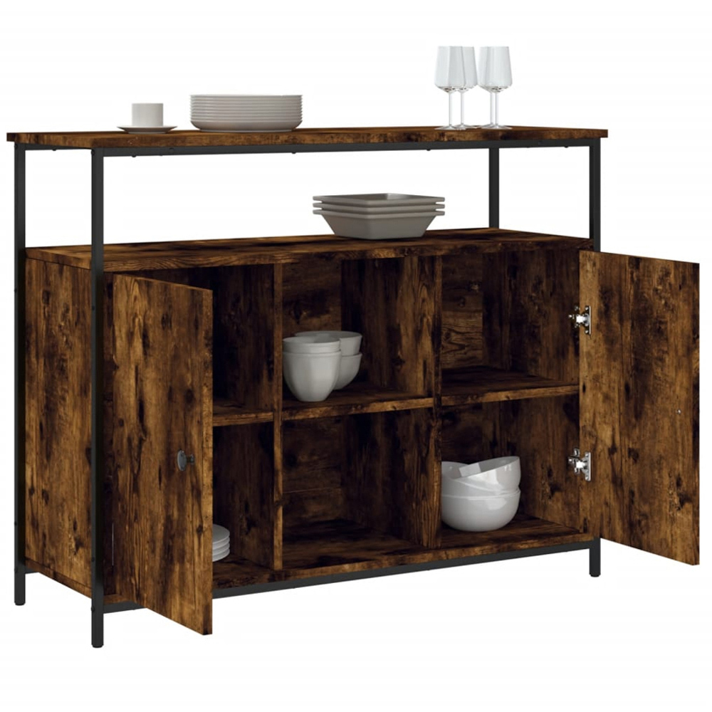 vidaXL 2 Door 3 Shelf Smoked Oak Sideboard Image 4
