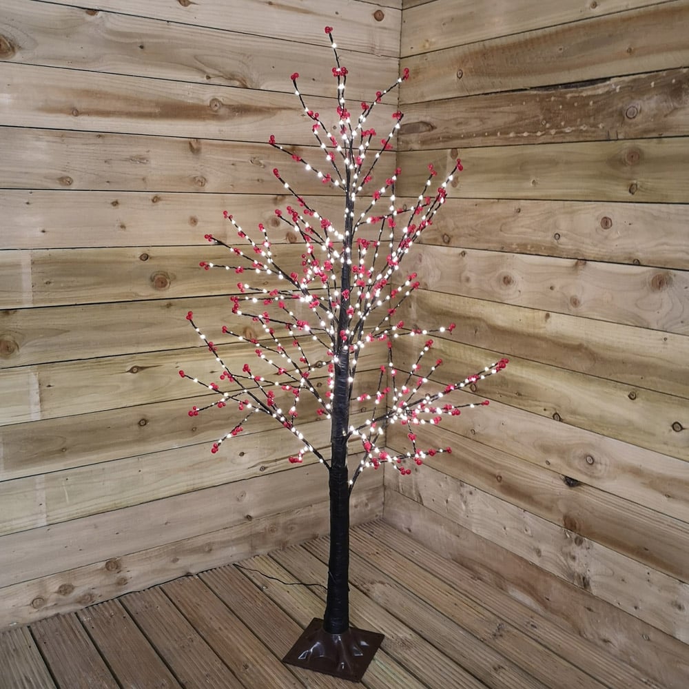 Samuel Alexander Warm White LED Black Christmas Twig Tree with Red Berry 5ft Image 5