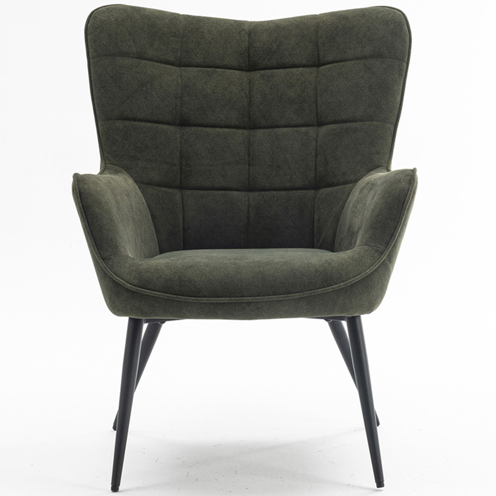 Furniture Online Vera Velvet Green Accent Chair with Footstool Image 3