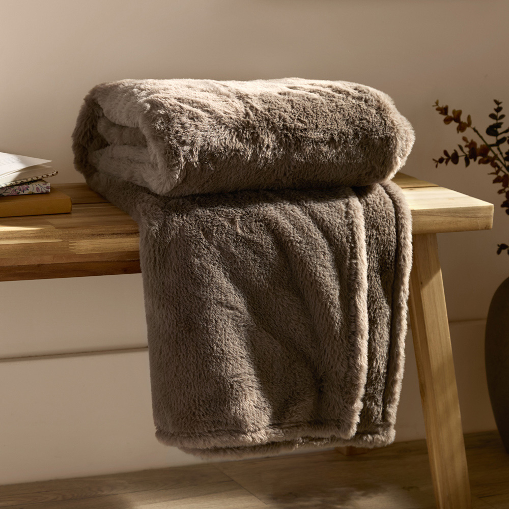 Furn Kallu Mocha Double-Sided Faux Fur Throw 150 x 200cm Image 2