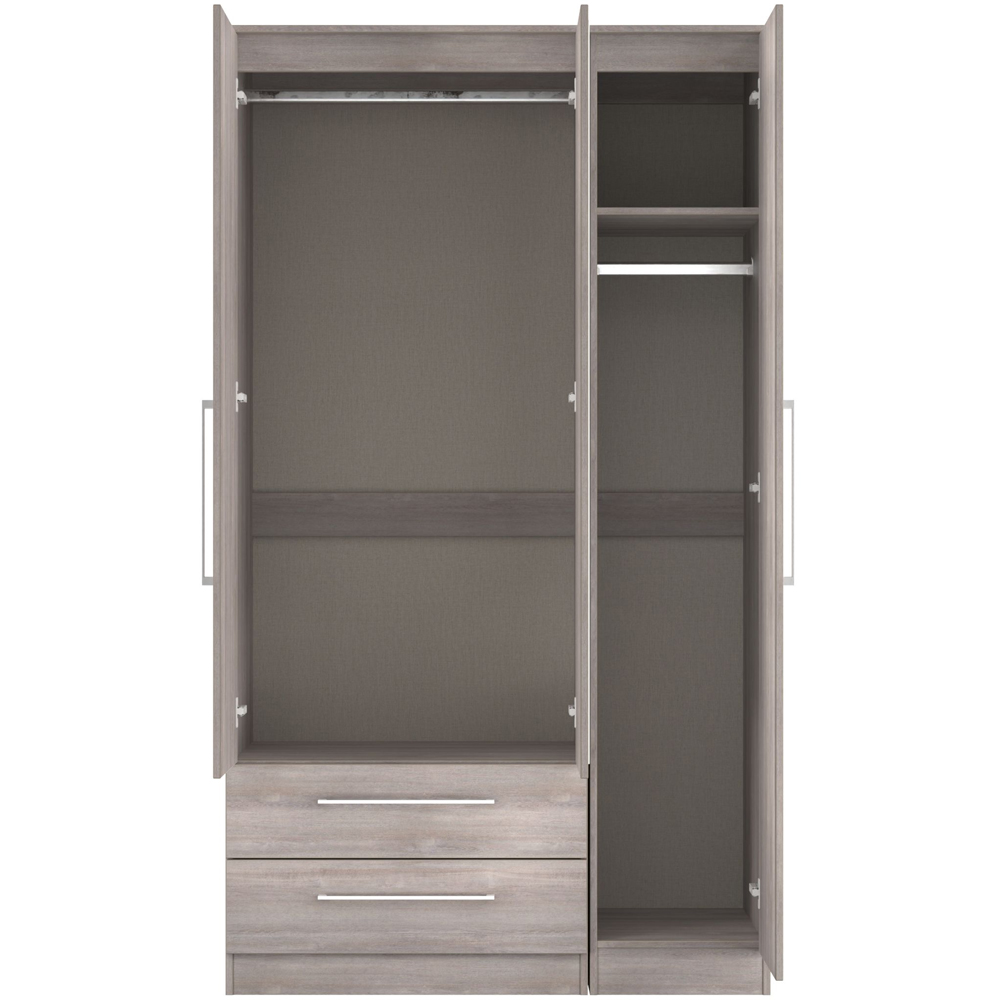 Crowndale Worcester 3 Door 2 Drawer Grey Oak Tall Mirror Wardrobe Ready Assembled Image 6