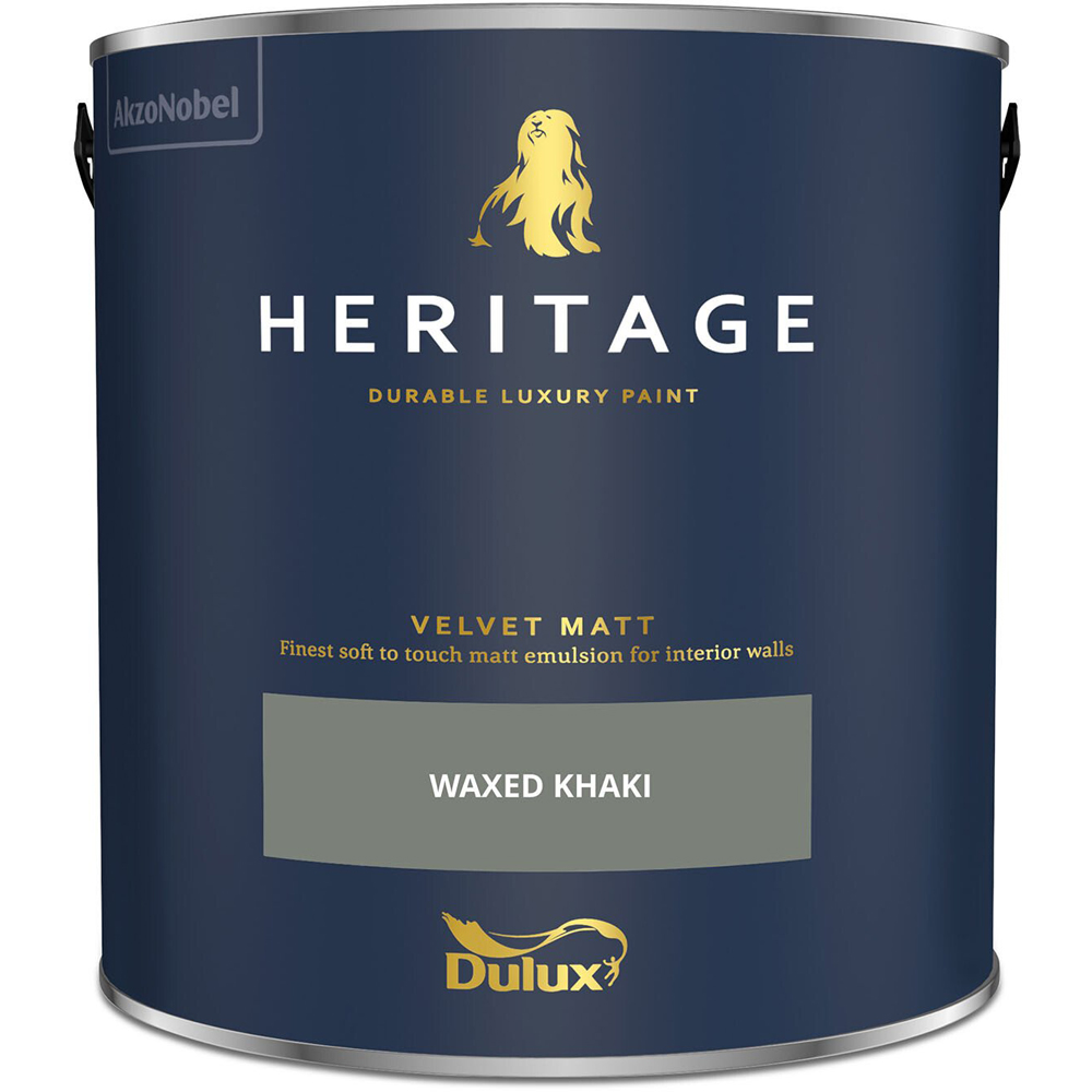 Dulux Heritage Walls and Ceilings Waxed Khaki Velvet Matt Emulsion Paint 2.5L Image 2