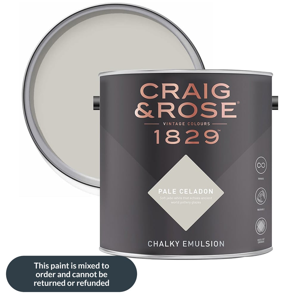 Craig & Rose 1829 Vintage Walls and Ceilings Pale Celadon Chalky Matt Emulsion Paint 2.5L Image 1