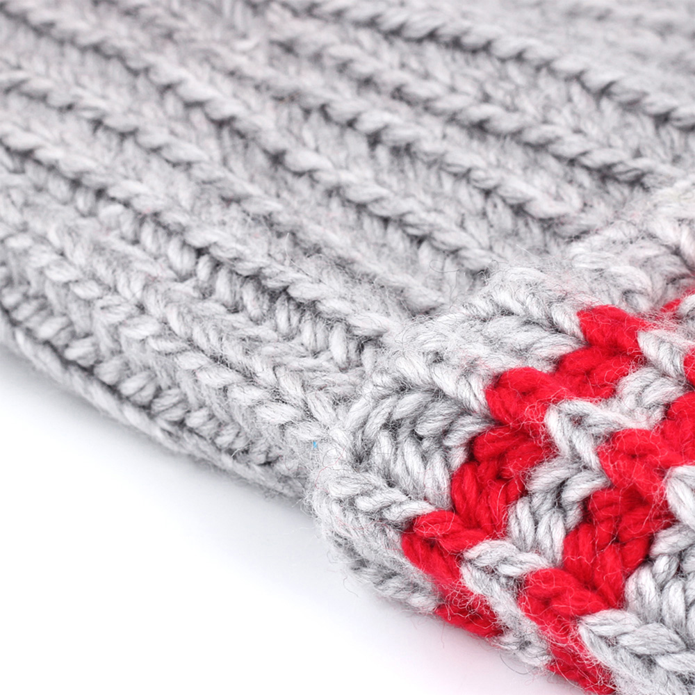 August EPA30C Red and Grey Bobble Beanie Hat with Rechargeable Bluetooth Headphones and Mic Image 3