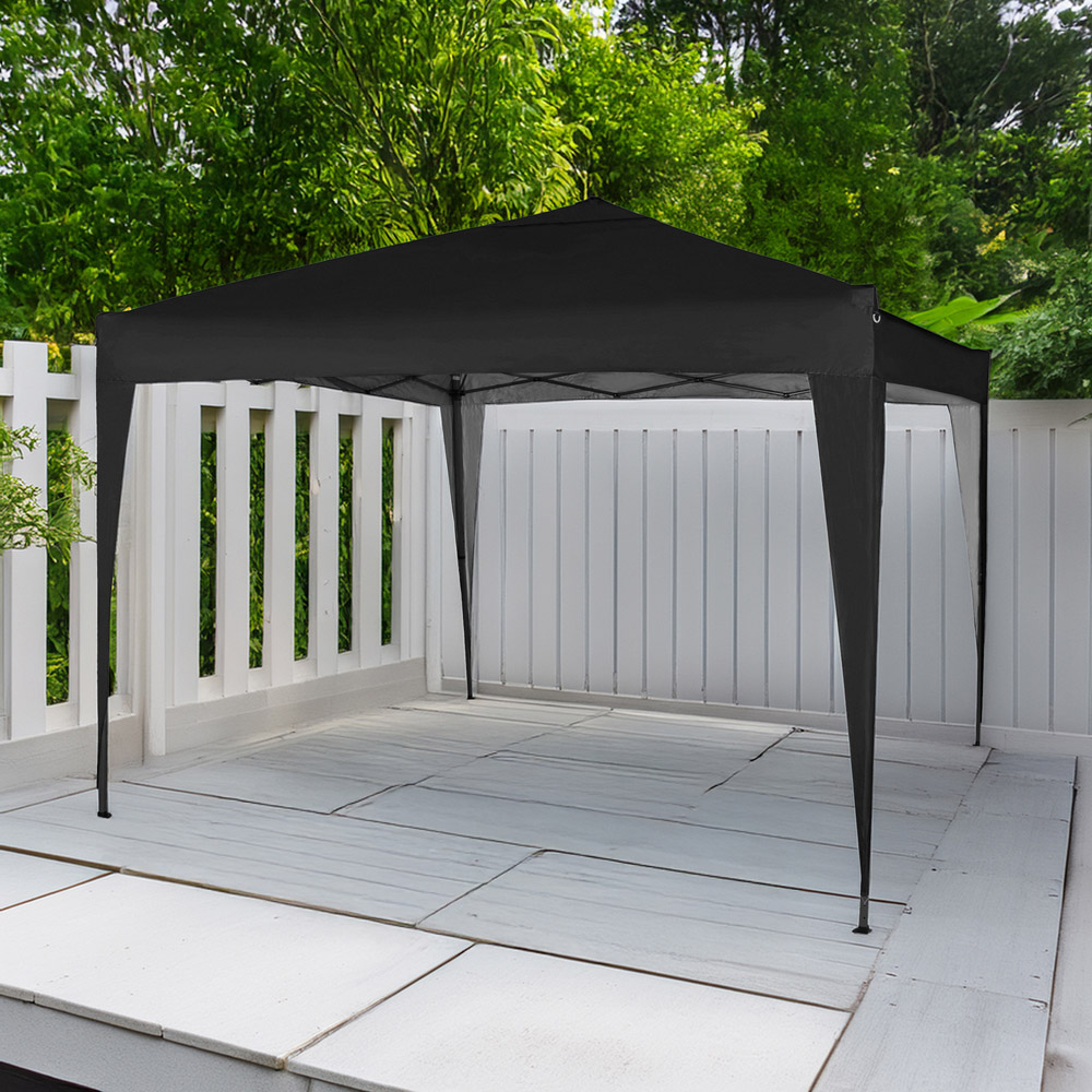 Black Pop Up Outdoor Gazebo 2 x 2m Image 1