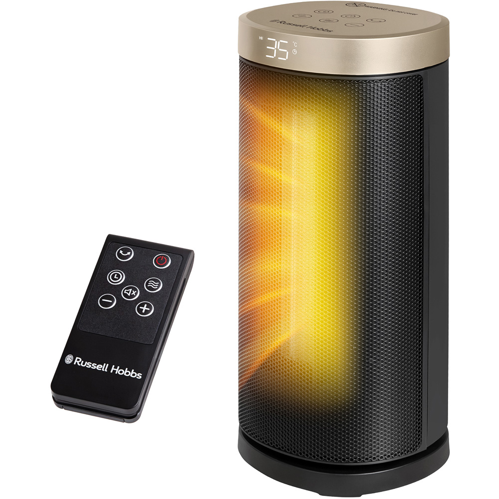 Russell Hobbs RHCTH2001G Black and Gold Round Oscillating Ceramic Heater 2000W Image 2