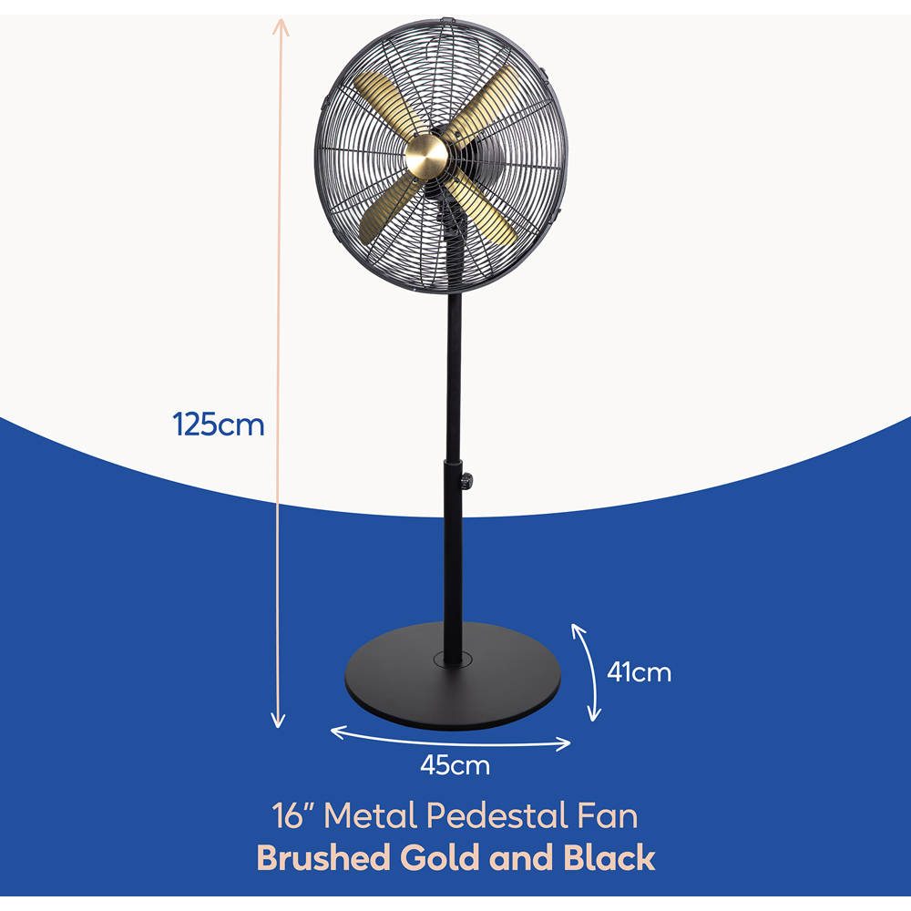 Russell Hobbs Brushed Gold and Black Oscillating Metal Pedestal Fan 16 inch Image 9