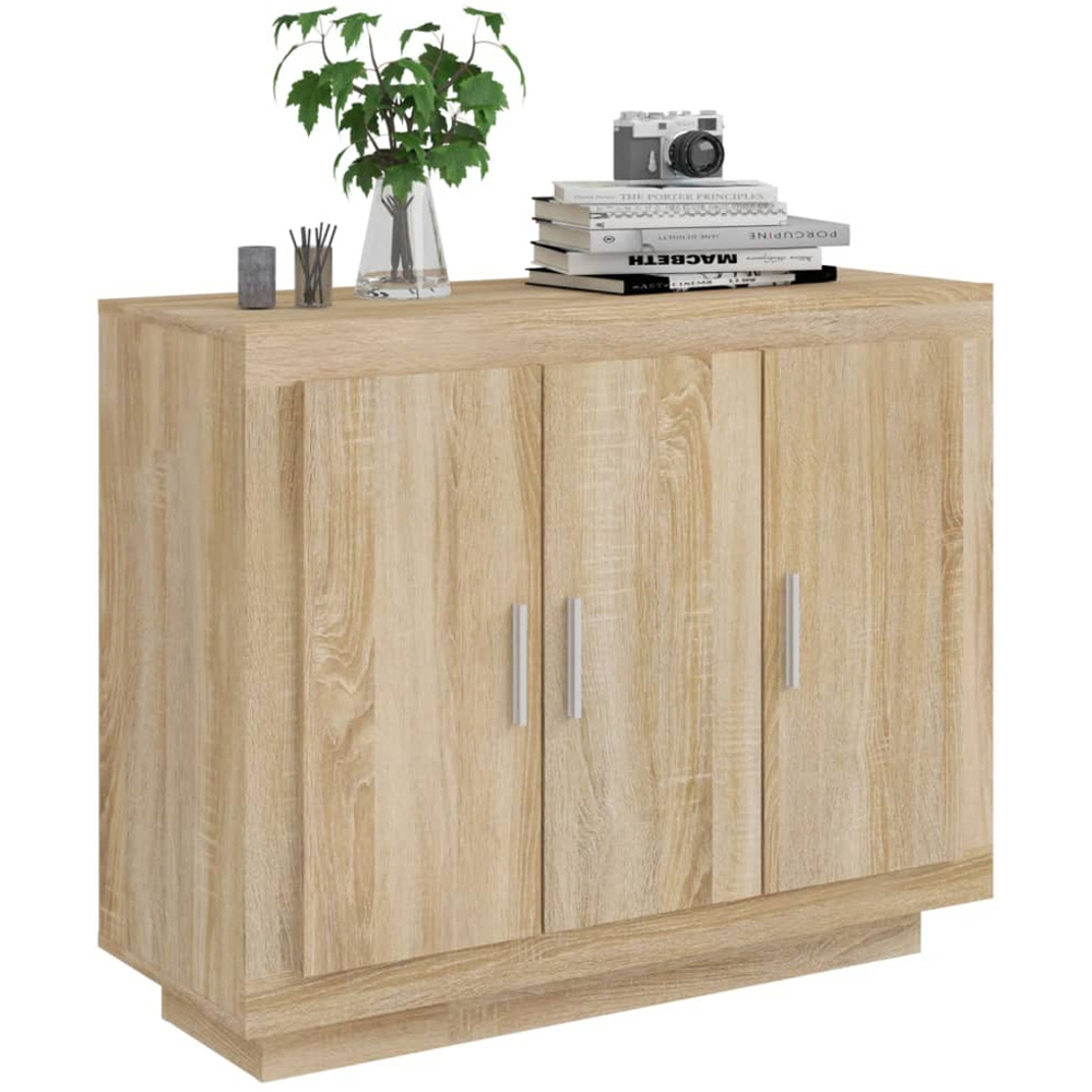 vidaXL 3 Door Sonoma Oak Sideboard Image 4