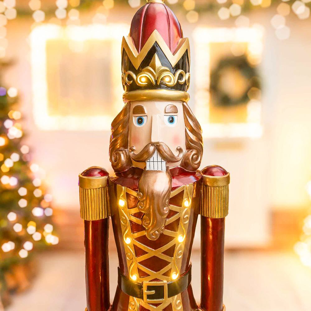 The Christmas Centre Red Gold and Green LED Lights Traditional Nutcracker Soldier 5.5ft Image 3