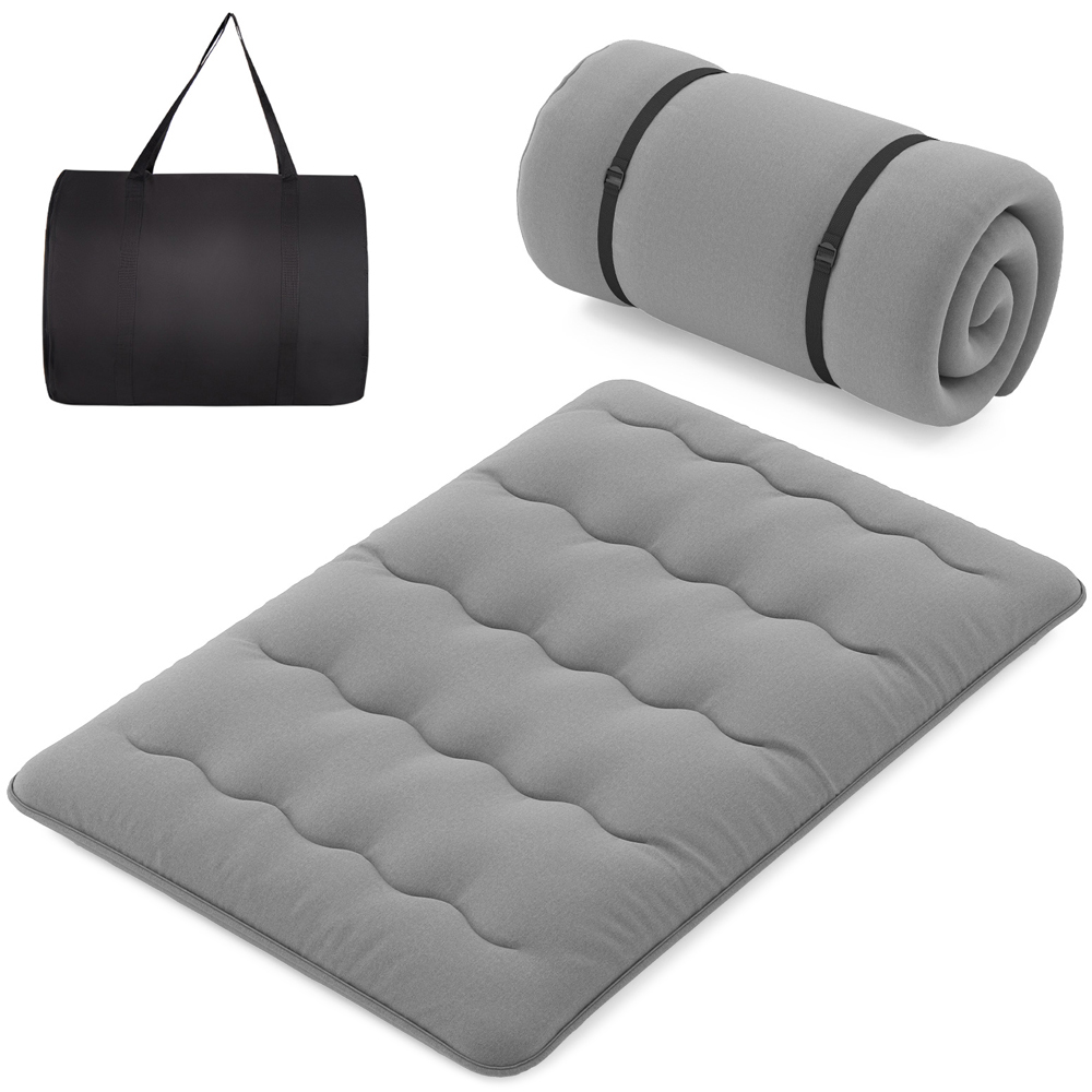 Costway Double Grey Japanese Futon Floor Mattress with Bag Image 1