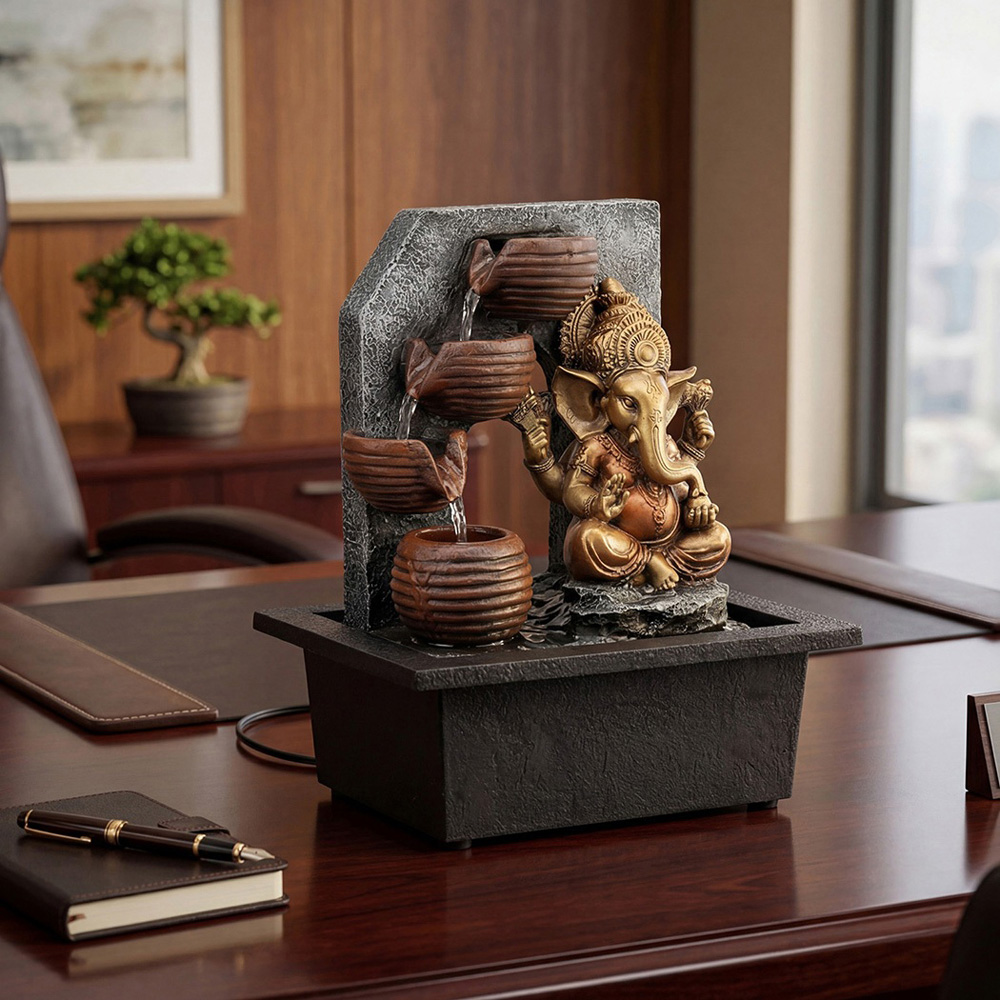 Spector Bronze Resin Indoor Tabletop Water Fountain with LED Light Image 2