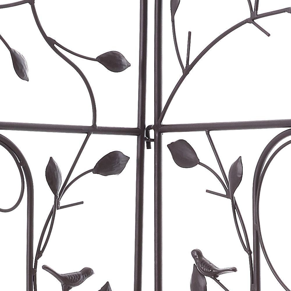 Living and Home 5.1 x 1.4ft 2 Pack Black Bird and Leaf Metal Garden Trellis Fence Panel Image 4