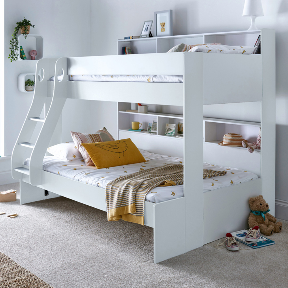 Bedmaster Oliver Triple Sleeper White Bunk Bed with Pocket Sprung Mattresses Image 1