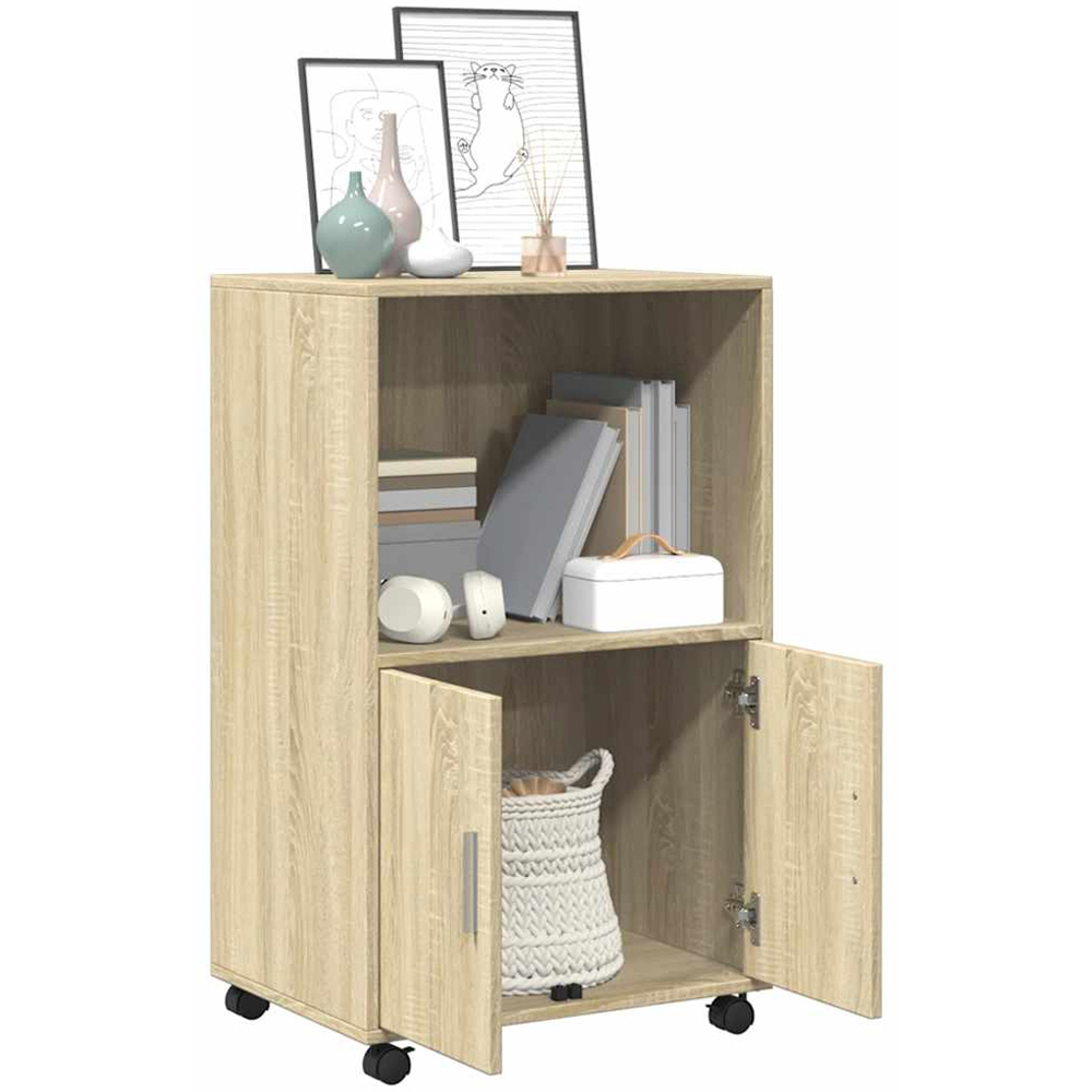 vidaXL 2 Door Sonoma Oak Rolling Cabinet Image 3