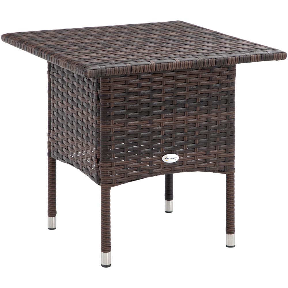 Outsunny Mixed Brown Rattan Side Table Image 2