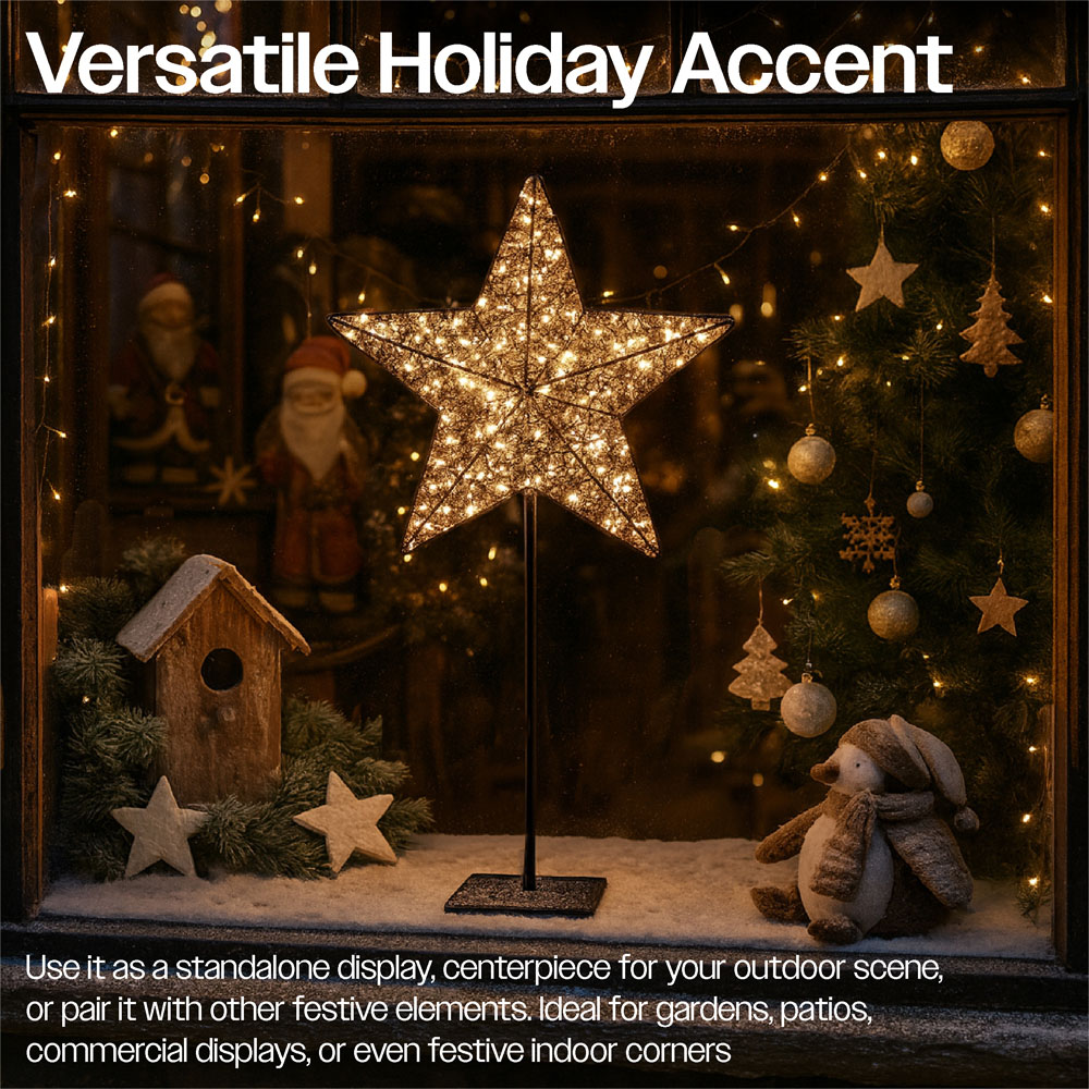 Xmas Haus Black 100 Warm White LED Star on Stand Christmas Decoration 41 x 66cm Image 5