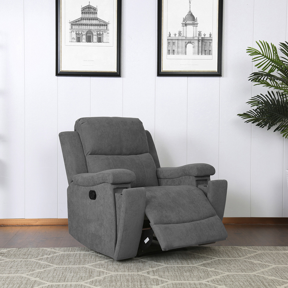 Ledbury Dark Grey Fabric Manual Recliner Chair Image 2